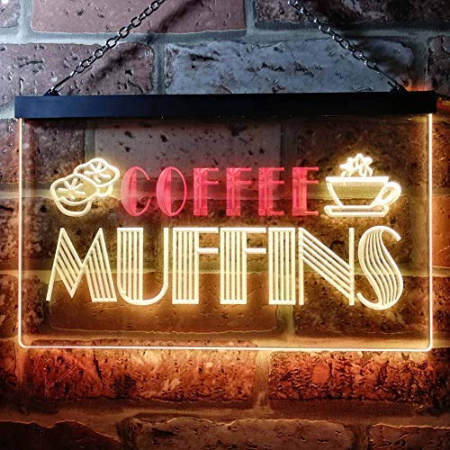 Bakery Coffee Muffins Dual LED Neon Light Sign
